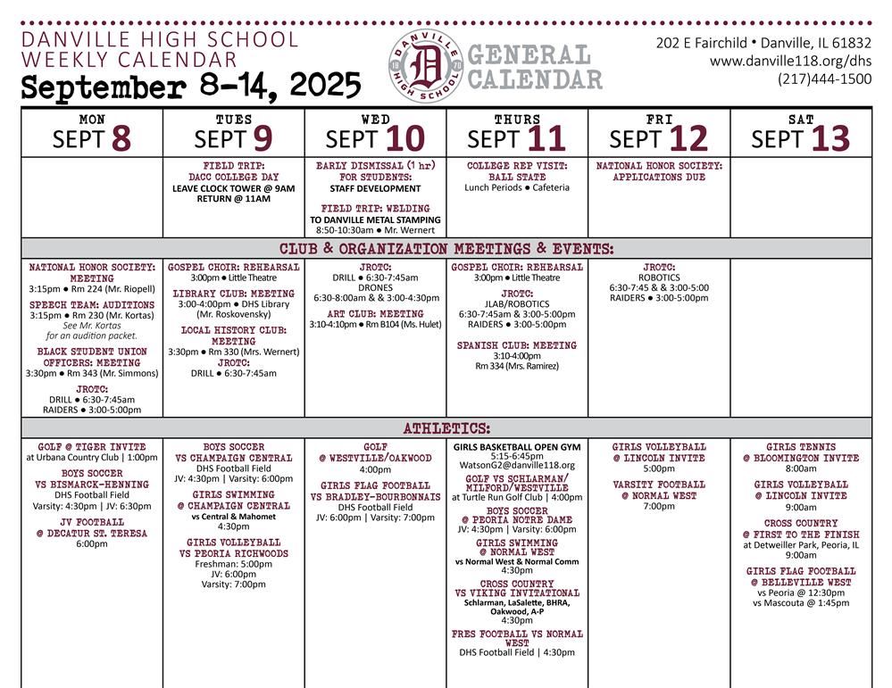  General Calendar